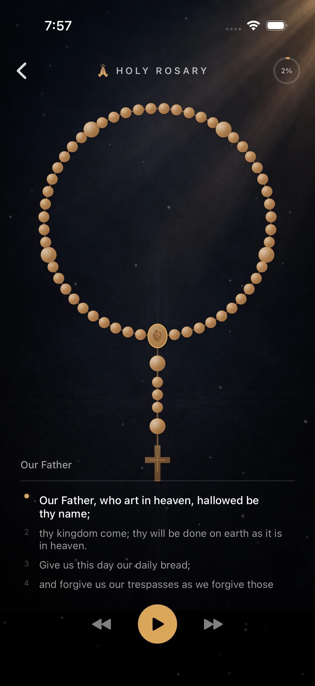 Vigil Faith interactive Holy Rosary app screen